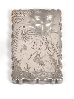 Lot 2267 - A Victorian Silver Card Case, Colen Hewer Cheshire, Birmingham 1881, in the Aesthetic style...