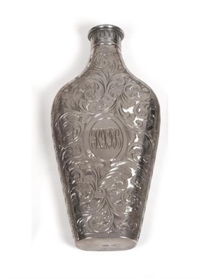 Lot 2270 - A Victorian Silver Hip Flask, Hilliard & Thompson, Birmingham 1889, the flattened tapering body...