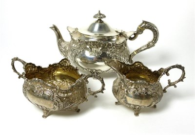 Lot 2274 - A Victorian Silver Three Piece Silver Tea Service, Walker & Hall, Sheffield 1899, comprising...