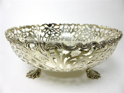 Lot 2280 - An Edwardian Pierced Silver Pedestal Bowl, maker's mark worn, London 1903, circular with...