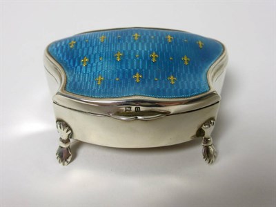 Lot 2286 - A George V Silver and Enamel Ring Box, E J Houlston, Birmingham 1912, of shaped form, the...