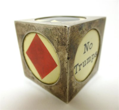 Lot 2297 - A George V Silver Trump Marker, Lawrence Emanuel, Birmingham 1910, in the form of a dice with ivory