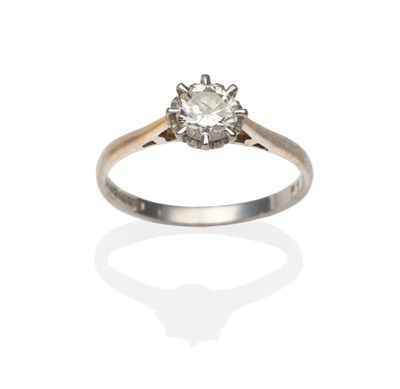 Lot 2006 - An 18 Carat White Gold Diamond Solitaire Ring, the round brilliant cut diamond in a white eight...