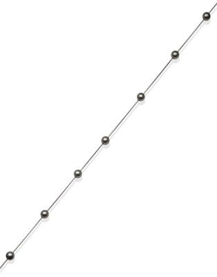 Lot 2074 - A Cultured Pearl Necklace, by Mikimoto, nine black cultured pearls threaded to a white trace chain