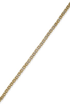 Lot 2121 - An 18 Carat Gold Diamond Set Necklace, by Chiampesan, the three row brink link chain with a central