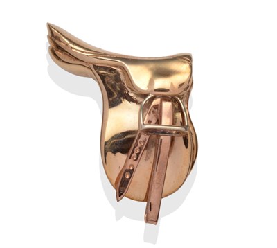 Lot 2219 - A 9 Carat Two Colour Gold Saddle Brooch, by Rosemary Hetherington, measures 3.5cm by 3cm