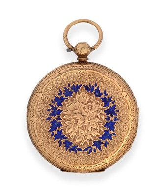 Lot 2231 - An 18ct Gold and Enamel Open Faced Pocket Watch, signed Cooper, Huddersfield, 1881, lever...