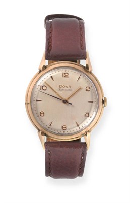 Lot 2249 - A 14ct Gold Automatic Centre Seconds Wristwatch, signed Doxa, circa 1955, lever movement,...