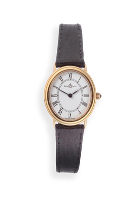 Lot 2250 - A Lady's 18ct Gold Wristwatch, signed Baume & Mercier, circa 1992, quartz movement, white dial with