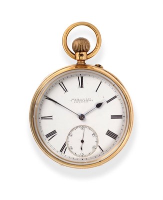 Lot 2255 - An 18ct Gold Open Faced Pocket Watch, signed Russells Ltd, 18 Church Street, Liverpool, 1895, lever