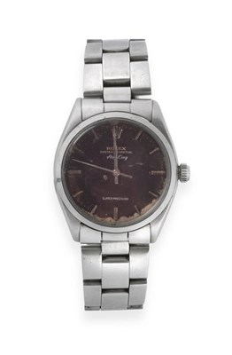 Lot 2267 - A Stainless Steel Automatic Centre Seconds Wristwatch, signed Rolex, Oyster Perpetual, Super...