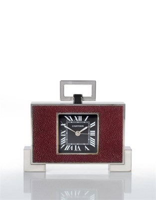 Lot 2272 - An Art Deco Style Travelling Alarm Timepiece, signed Cartier, circa 2010, quartz movement,...