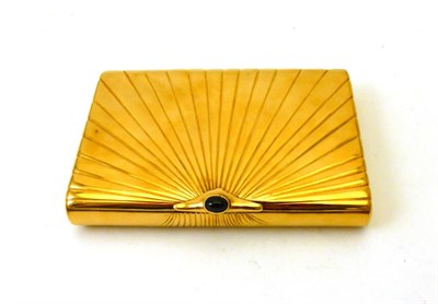 Lot 2297 - A Continental 14ct Gold Cigarette Case, bears marks, rectangular with a sunburst motif to the...