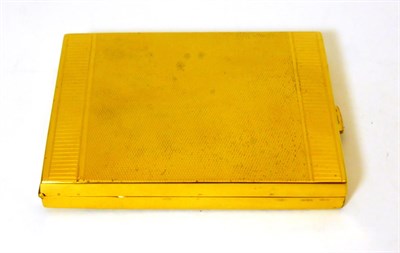 Lot 2299 - A Continental Silver Gilt Cigarette Case, bears marks, rectangular with engine turned...