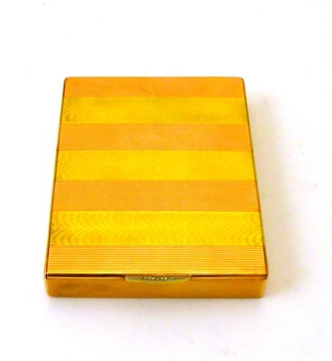 Lot 2306 - A Continental 14ct Gold Cigarette Case, bears marks, rectangular with bands of rose and yellow...