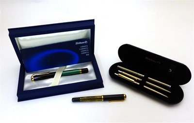 Lot 2318 - Pelican: A Souveran M400 Fountain Pen, nib: F, in original presentation case with certificate;...