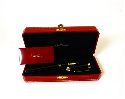 Lot 2325 - Cartier: An Art Deco Style Fountain Pen, model: 106621, in original presentation case, with leaflet