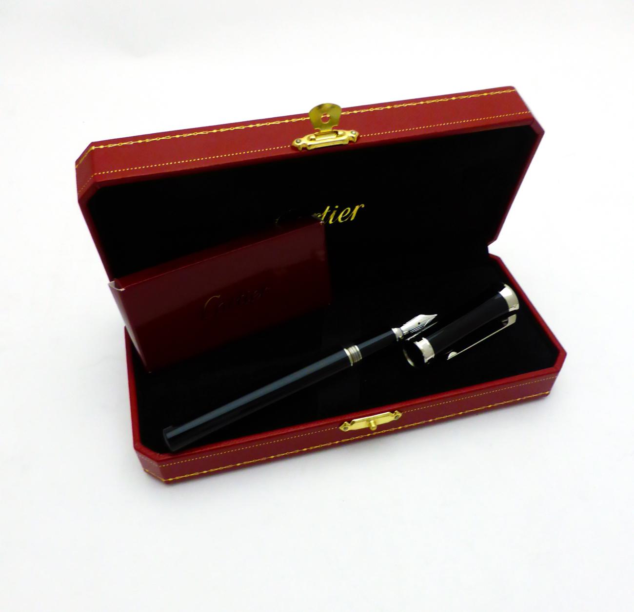 Lot 2326 - Cartier: An Art Deco Style Fountain Pen, model: 106621, in original presentation case, with leaflet