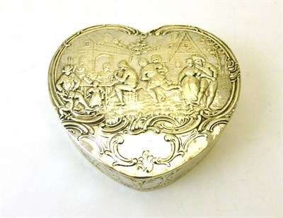 Lot 2349 - A Victorian Silver Box, import marks for Berthold Muller, Chester 1898, heart shaped, the sides and