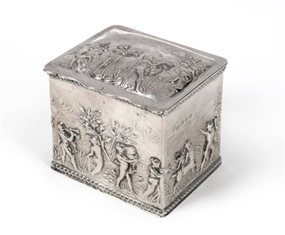 Lot 2360 - A Victorian Silver Tea Canister, Thomas Hayes, Birmingham 1897, rectangular with a hinged...