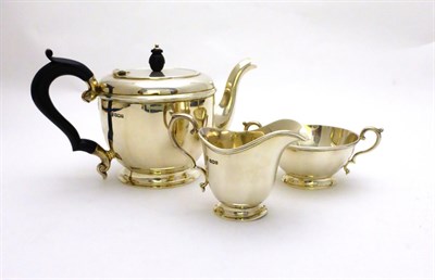 Lot 2381 - A George V Silver Three Piece Tea Service, Hawksworth, Eyre & Co Ltd, Sheffield 1930/31, comprising