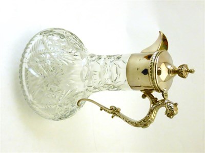 Lot 2388 - A Modern Silver Mounted Claret Jug, maker's mark worn, Birmingham 1997, with a cut glass body,...