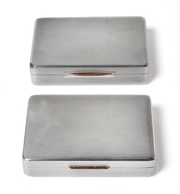 Lot 2407 - Two Similar Silver Snuff Boxes, Ramsden & Roed, London 1955 & 1959, each rectangular with a...