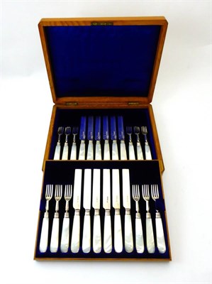 Lot 2413 - A Set of Twelve Silver Fruit Knives and Forks, Harrison Brothers & Howson (George Howson),...