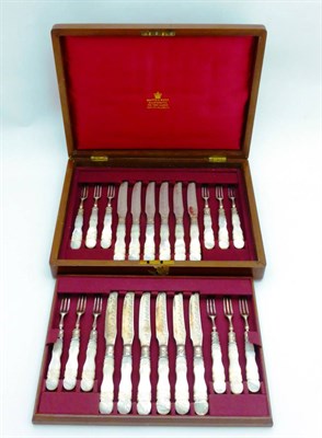 Lot 2414 - A Set of Twelve Victorian Silver Fruit Knives and Forks, Mappin & Webb, Sheffield 1898, each...