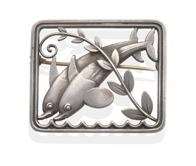 Lot 2016 - A Silver Georg Jensen Dolphin Brooch, Designed by Arno Malinowski, model number 251, modelled...