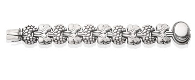 Lot 2021 - A Silver Georg Jensen 'Paris' Bracelet, model number 30, formed of alternating bunches of...