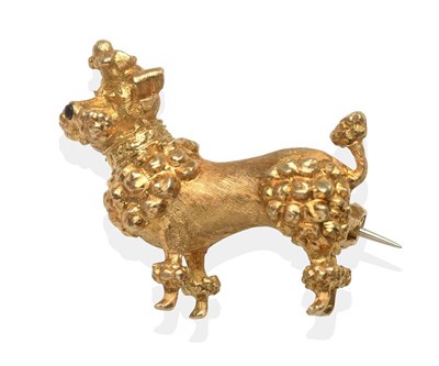 Lot 2144 - A Novelty Dog Brooch, modelled as a poodle with a black enamel nose, measures 2.5cm by 2.5cm...