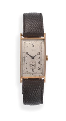 Lot 2178 - A 9ct Gold Rectangular Wristwatch, signed J.W. Benson, London, 1937, lever movement, two-tone...