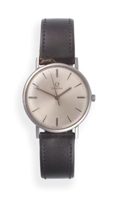 Lot 2194 - A Stainless Steel Centre Seconds Wristwatch, signed Omega, 1964, (Calibre 600) 17-jewel lever...