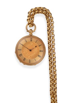 Lot 2195 - A Lady's 18ct gold Fob Watch with a Large Guard Chain, retailed by J.W.Benson, circa 1900, cylinder