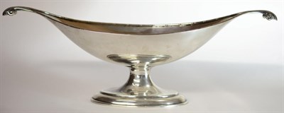 Lot 2224 - An Edwardian Pedestal Bowl, Birmingham 1907, of navette form with scroll handles and beaded...