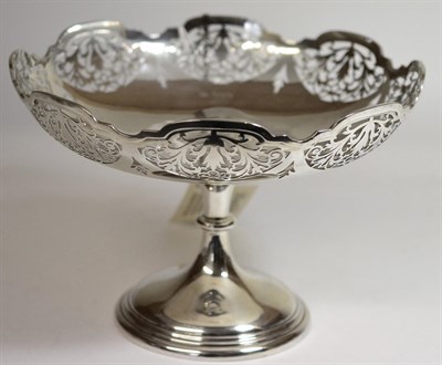 Lot 2236 - A George V Silver Pedestal Bowl, Walker & Hall, Sheffield 1922, of shaped circular form pierced...