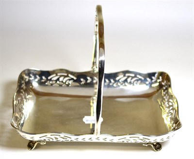 Lot 2237 - A George V Silver Basket, Birmingham 1923, of shaped rectangular form with foliate pierced...