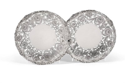 Lot 2245 - A Pair of George VI Silver Dishes, Walker & Hall, Sheffield 1946, of circular form pierced and...