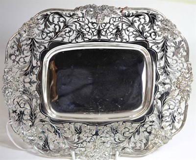 Lot 2251 - An Elizabeth II Silver Rectangular Dish, Sheffield 1967, with pierced foliate border and cast...