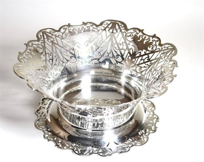 Lot 2253 - An Elizabeth II Silver Basket, Sheffield 1970, of flared circular form pierced with foliage and...