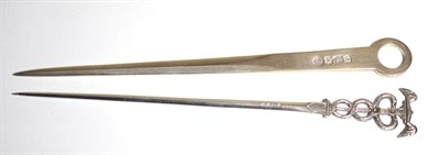 Lot 2273 - A Victorian Silver Meat Skewer, possibly Francis Higgins II, London 1845, modelled as the Caduceus