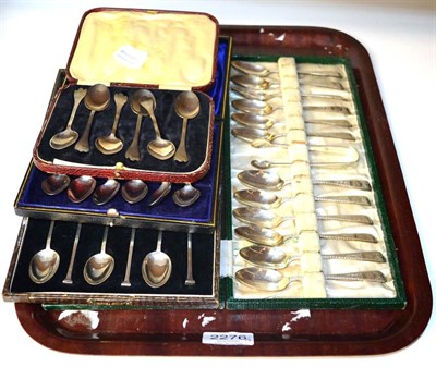 Lot 2276 - A Set of Twelve Victorian Silver Teaspoons and a Pair of Sugar Nips, London 1892, engraved with...