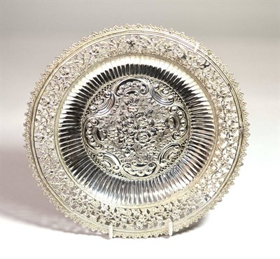 Lot 2277 - A Late Victorian Circular Silver Dish, John Henry Potter, Sheffield 1893, embossed with flowers and