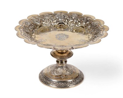 Lot 2280 - A Victorian Silver Gilt Tazza, Walker & Hall, Sheffield 1898, of lobed circular form engraved...