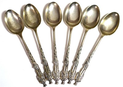 Lot 2281 - A Set of Six Boer War Commemorative Silver Teaspoons, Stokes & Ireland, Chester 1899, each with...