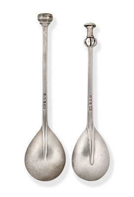 Lot 2287 - Two Guild of Handicrafts Silver Seal Top Spoons, maker's mark GofH, London 1945 and 1965, with...