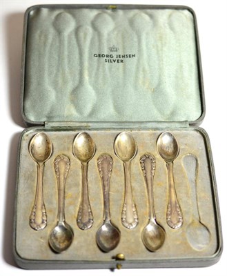 Lot 2290 - A Set of Seven Georg Jensen Silver Lily of the Valley Pattern Coffee Spoons, London import...