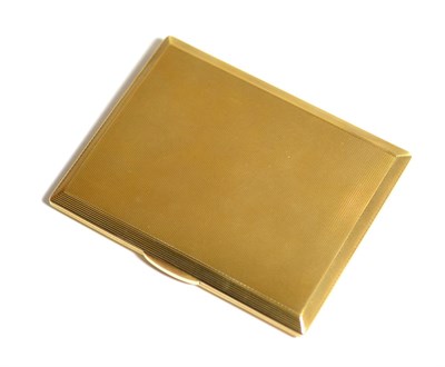 Lot 2292 - A 9ct Gold Cigarette Case, London 1937, rectangular form with allover engine turned decoration,...