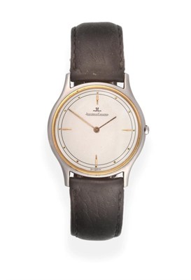 Lot 2156 - A Steel and Gold Wristwatch, signed Jaeger LeCoultre, ref: 140.112.5, circa 1985, quartz...